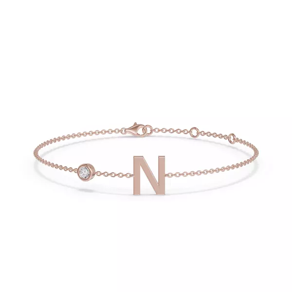 Bezel Lab Diamond Pavé Initial Bracelet - N