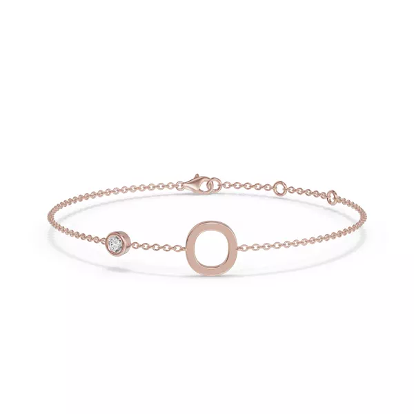 Bezel Diamond Pavé Initial Bracelet - O