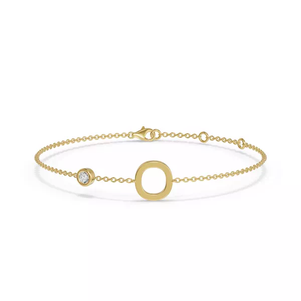 Bezel Diamond Pavé Initial Bracelet - O