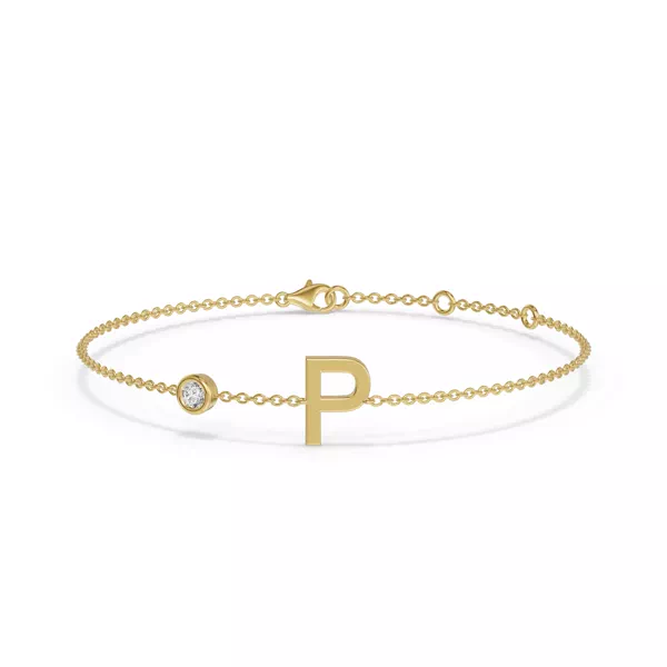 Bezel Lab Diamond Pavé Initial Bracelet - P