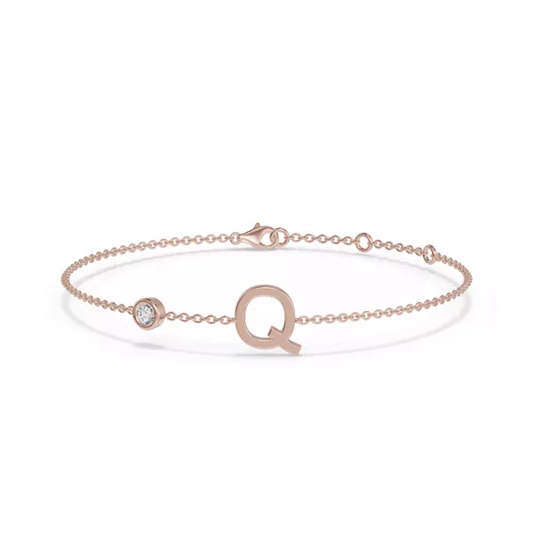 Bezel Diamond Pavé Initial Bracelet - Q