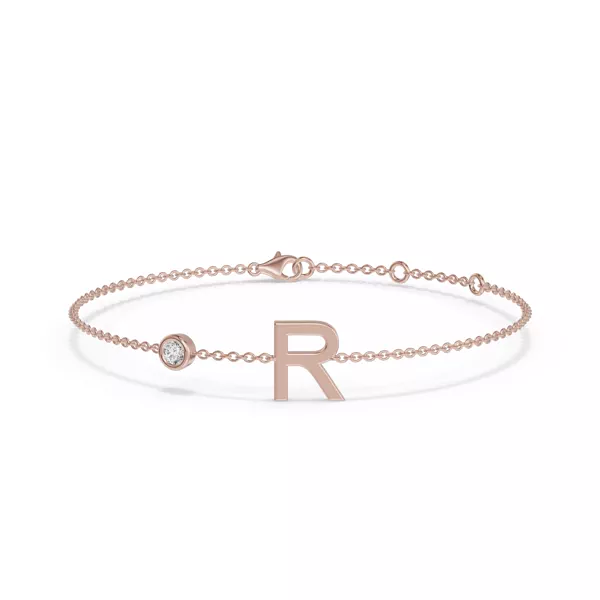 Bezel Lab Diamond Pavé Initial Bracelet - R