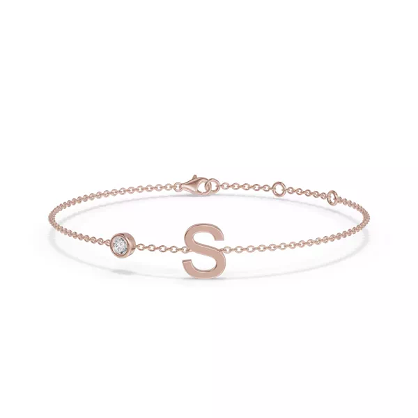 Bezel Diamond Pavé Initial Bracelet - S