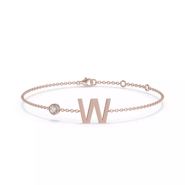 Bezel Lab Diamond Pavé Initial Bracelet - W