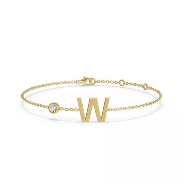 Bezel Diamond Pavé Initial Bracelet - W