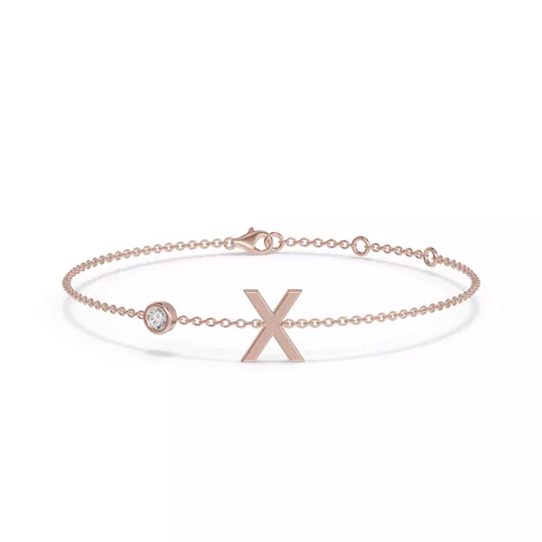Bezel Diamond Pavé Initial Bracelet - X