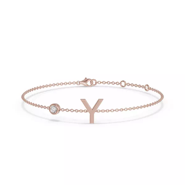 Bezel Diamond Pavé Initial Bracelet - Y