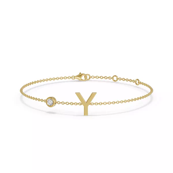 Bezel Diamond Pavé Initial Bracelet - Y