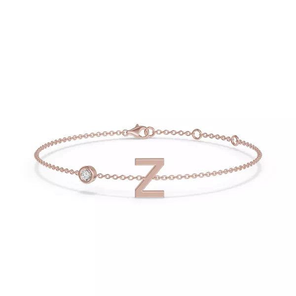 Bezel Diamond Pavé Initial Bracelet - Z
