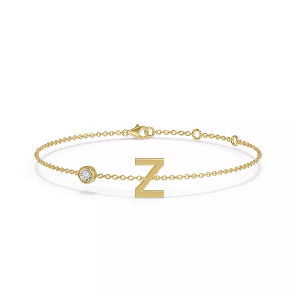 Bezel Lab Diamond Pavé Initial Bracelet - Z