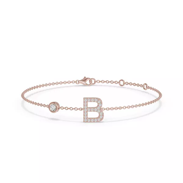 Bezel Lab Diamond Gold Initial Bracelet - B