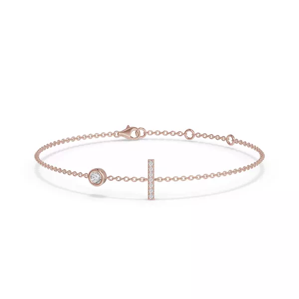 Bezel Diamond Gold Initial Bracelet - I