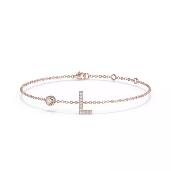 Bezel Lab Diamond Gold Initial Bracelet - L