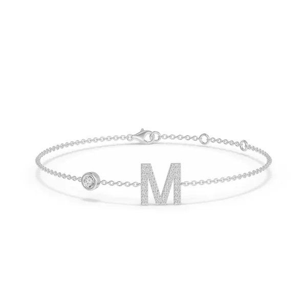 Bezel Lab Diamond Gold Initial Bracelet - M