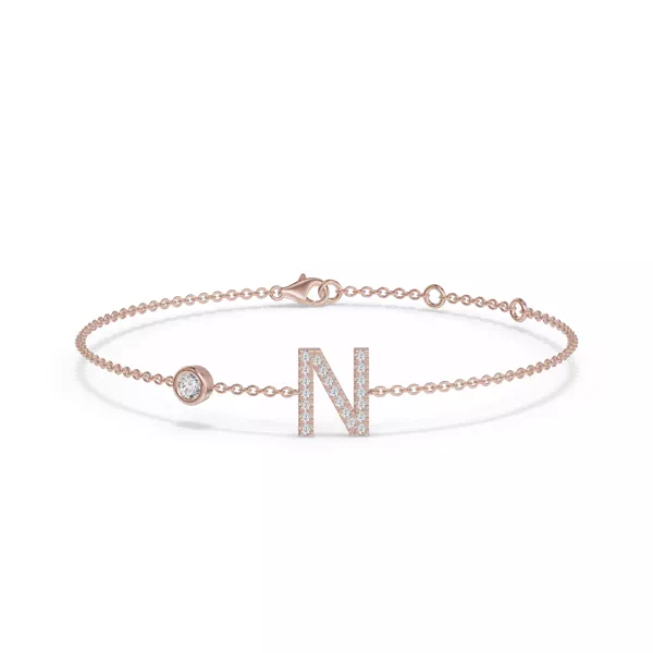 Bezel Lab Diamond Gold Initial Bracelet - N