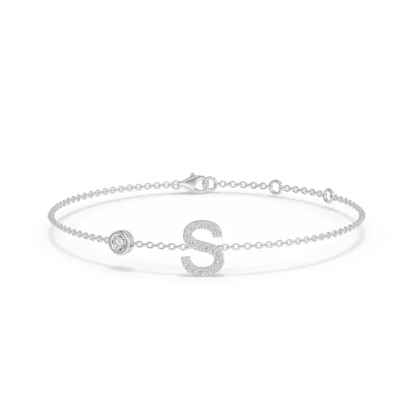 Bezel Lab Diamond Gold Initial Bracelet - S