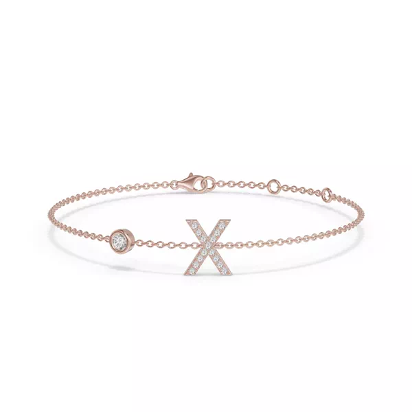 Bezel Diamond Gold Initial Bracelet - X