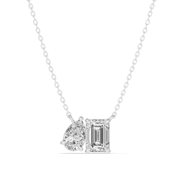 Toi et Moi Pear and Emerald Lab Diamond Necklace (1.50 ct. tw.)