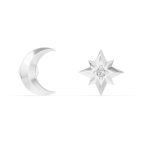 Astril Crescent & Star Diamond Earrings