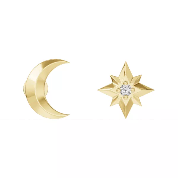 Astril Crescent & Star Diamond Earrings