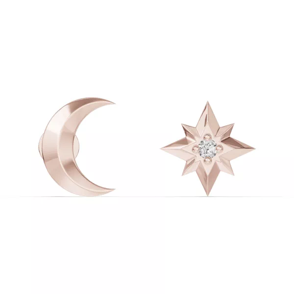 Astril Crescent & Star Diamond Earrings