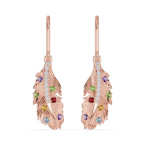 Feather Drift Diamond & Gemstone Earrings