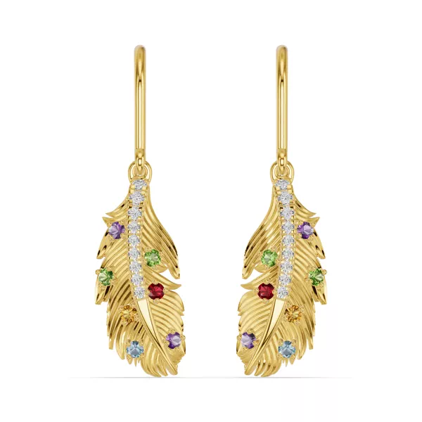 Feather Drift Diamond & Gemstone Earrings