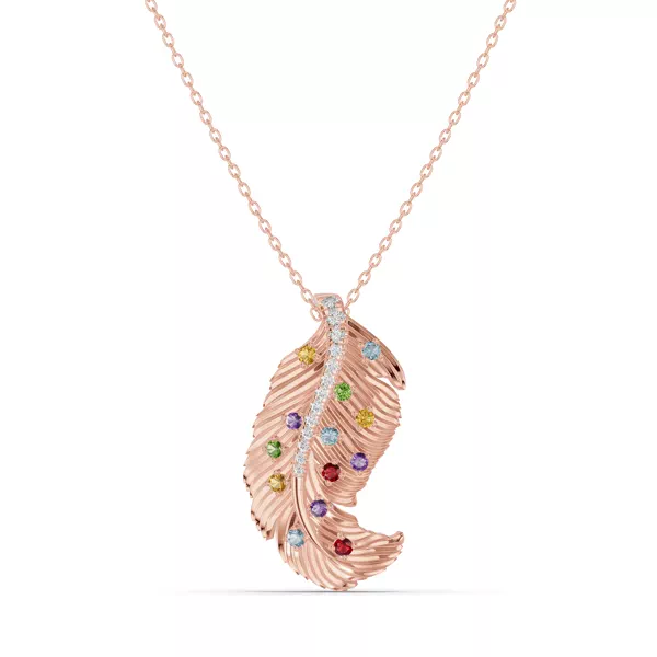 Feather Sway Lab Diamond & Gemstone Necklace