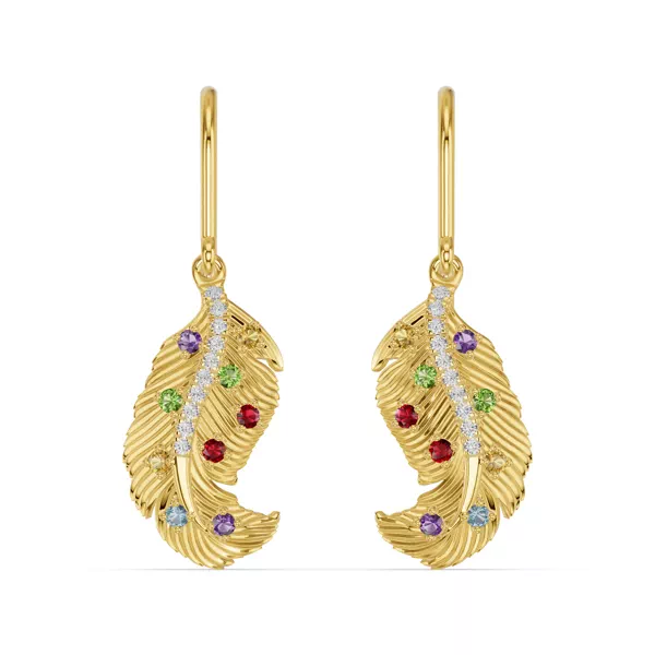 Feather Sway Lab Diamond & Gemstone Earrings