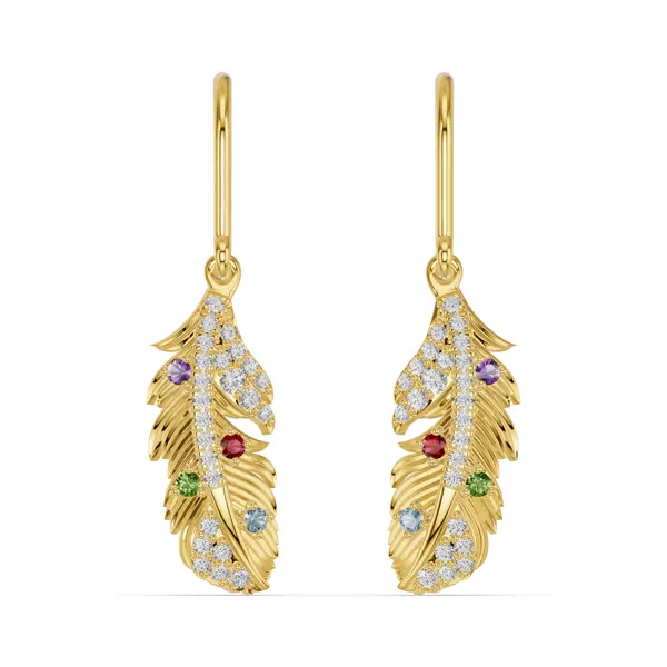 Feather Soar Lab Diamond & Gemstone Earrings