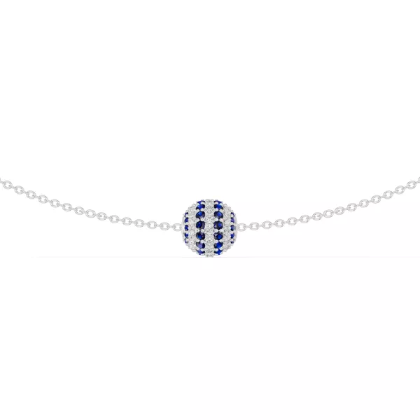 Sapphire & Lab Diamond Pavé Sphere Necklace