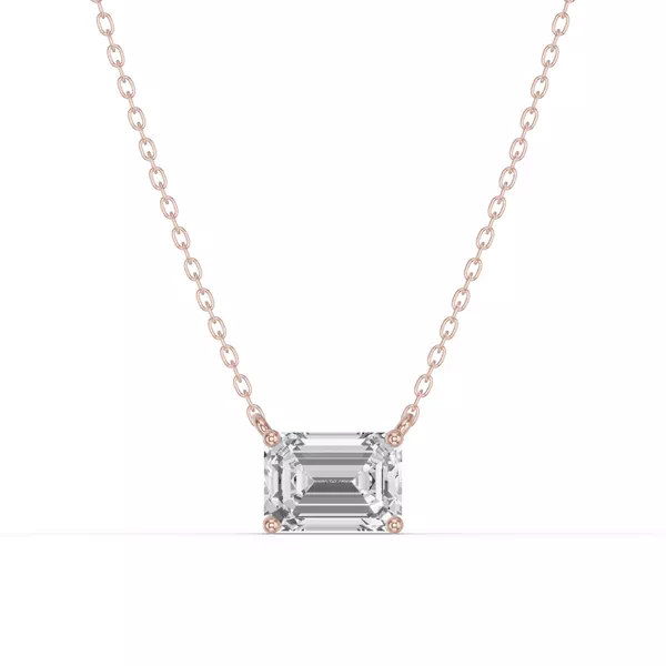 Emerald-Cut Lab Diamond East-West Solitaire Necklace