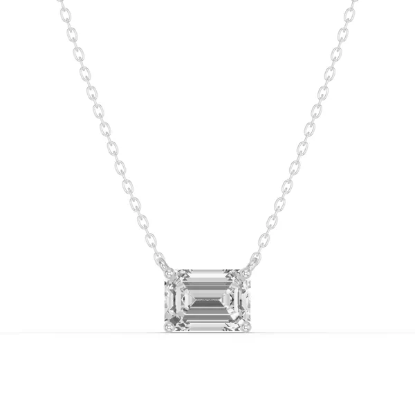 Emerald-Cut Lab Diamond East-West Solitaire Necklace