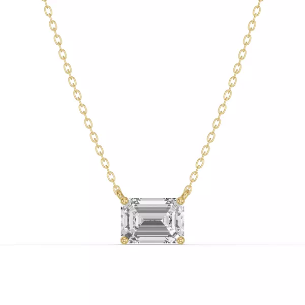 Emerald-Cut Lab Diamond East-West Solitaire Necklace