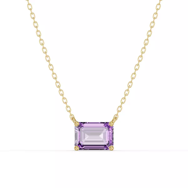 Emerald-Cut Amethyst East-West Solitaire Necklace