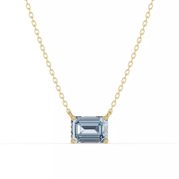Emerald-Cut Aquamarine East-West Solitaire Necklace