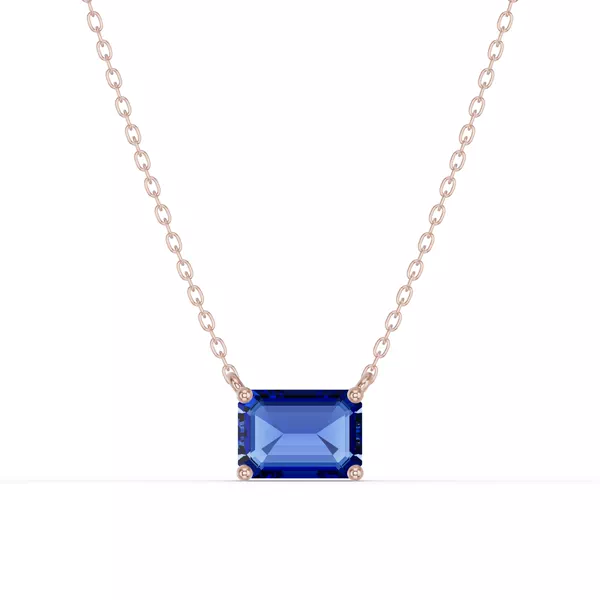 Emerald-Cut Sapphire East-West Solitaire Necklace