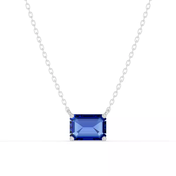 Emerald-Cut Sapphire East-West Solitaire Necklace