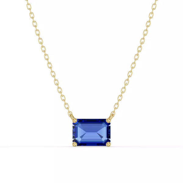 Emerald-Cut Sapphire East-West Solitaire Necklace