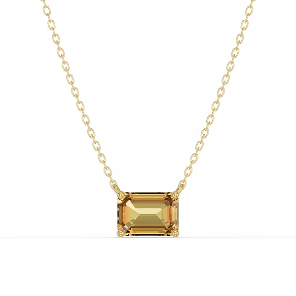 Emerald-Cut Citrine East-West Solitaire Necklace