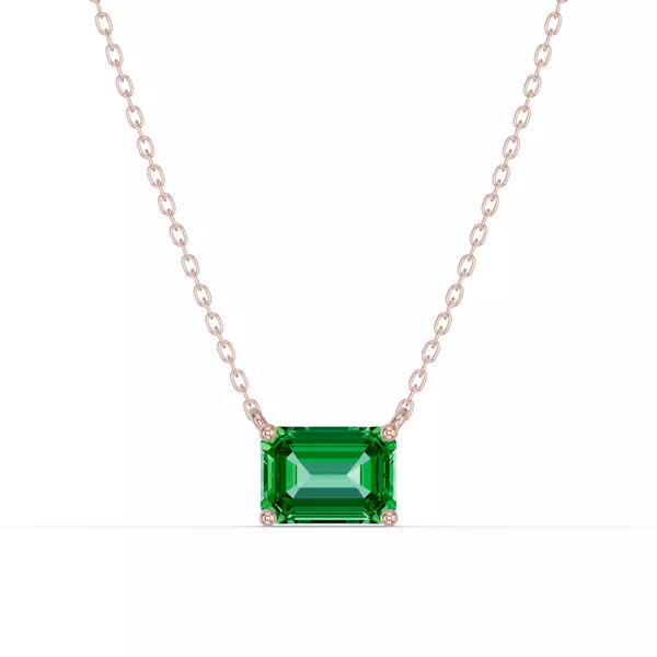 Emerald-Cut Emerald East-West Solitaire Necklace