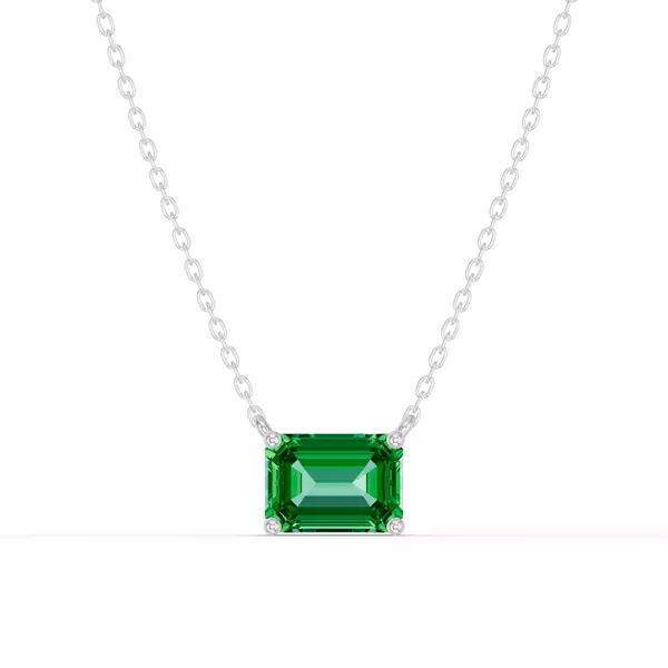 Emerald-Cut Emerald East-West Solitaire Necklace