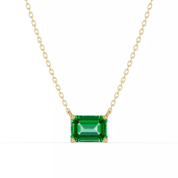 Emerald-Cut Emerald East-West Solitaire Necklace