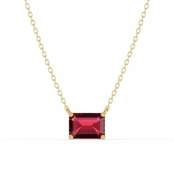 Emerald-Cut Garnet East-West Solitaire Necklace