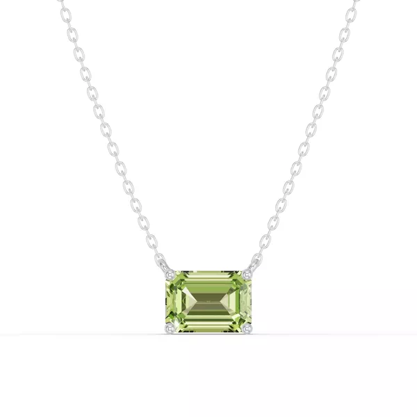 Emerald-Cut Peridot East-West Solitaire Necklace