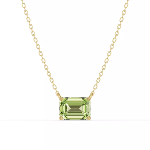 Emerald-Cut Peridot East-West Solitaire Necklace