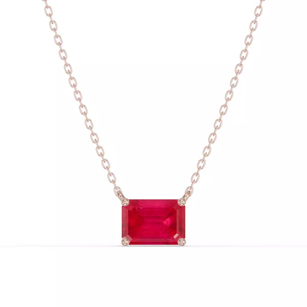 Emerald-Cut Ruby East-West Solitaire Necklace