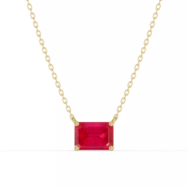 Emerald-Cut Ruby East-West Solitaire Necklace