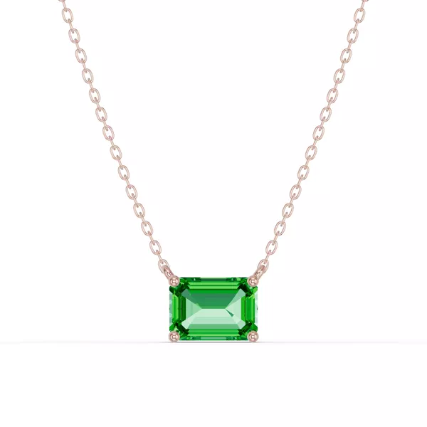 Emerald-Cut Tsavorite East-West Solitaire Necklace