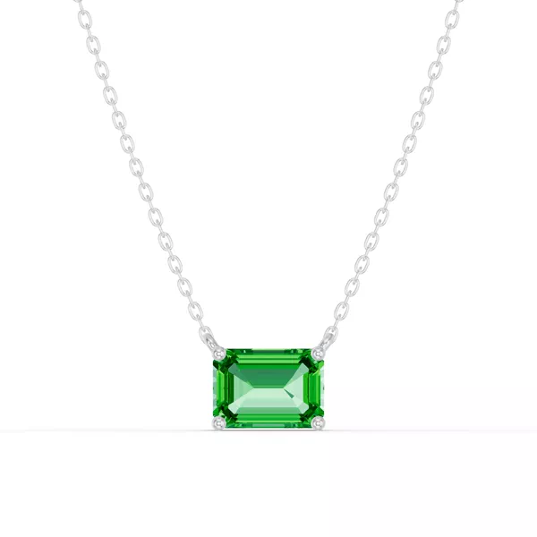 Emerald-Cut Tsavorite East-West Solitaire Necklace